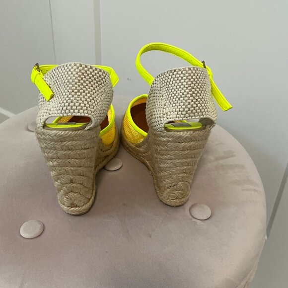 Stella McCartney Yellow Mesh Espadrille Wedge Heels Size 35 - Picture 4 of 7